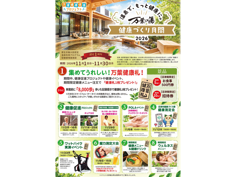 「万葉の湯 健康づくり月間 2026」POP