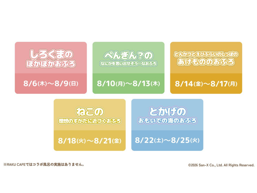 極楽湯・RAKU SPA×『すみっコぐらし』コラボ湯、8月6日から11店舗で開催